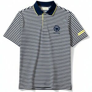 Ralph Lauren RLX Polo Shirt Performance Blue Stripe Short Sleeve XL